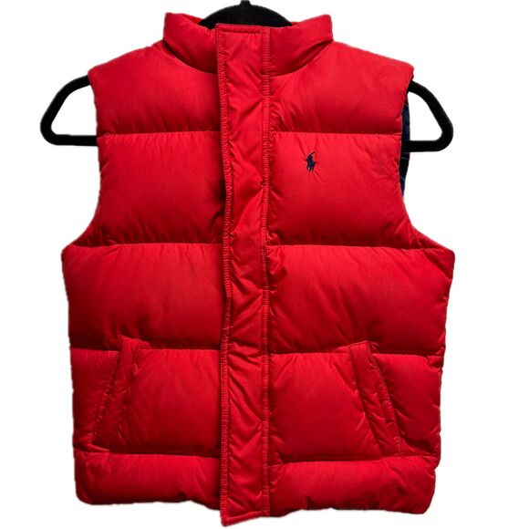 Polo Ralph Lauren Puffer Vest Sz 7 Red Down Fill Preppy Winter Fall Jacket Boys